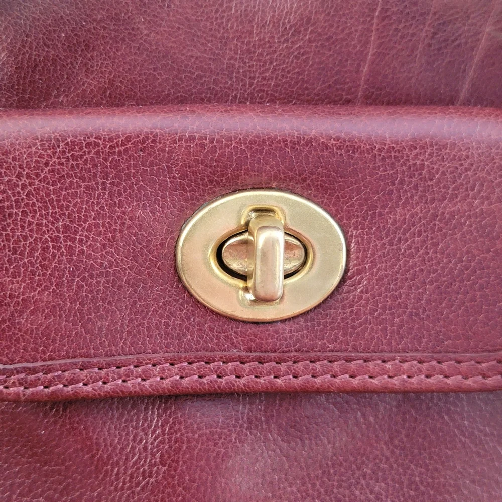 Coach 9704 Buffalo Hide Paper Bag Tote Mahogany Brown Leather Vintage Bag